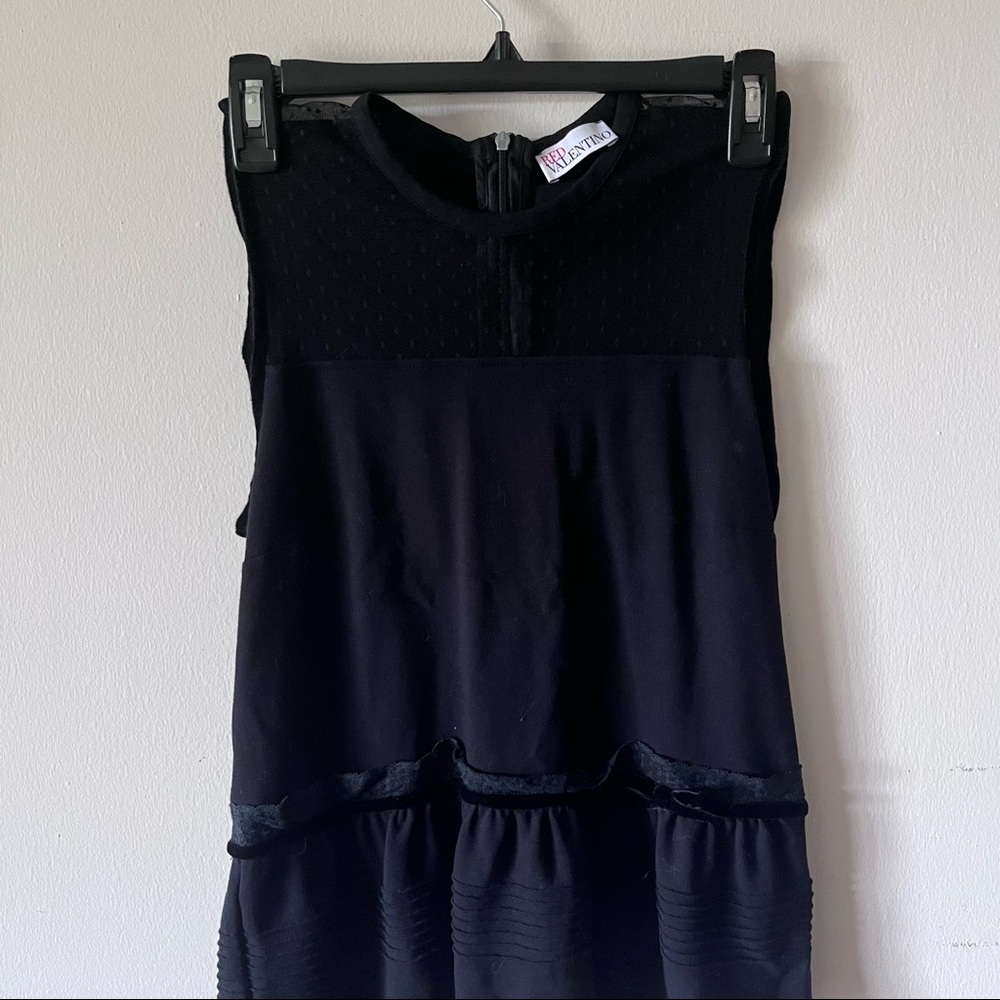 valentino black blouse with polka dot mesh